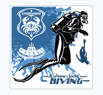 מדבקת קיר - פוסטר וניל - צלילה - EXTREME SPORT DIVING
