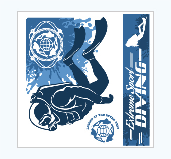 מדבקת קיר - פוסטר וניל - צלילה - EXTREME SPORT DIVING 