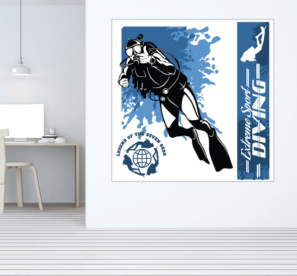 מדבקת קיר - פוסטר וניל - צלילה - EXTREME SPORT DIVING 