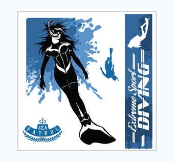 מדבקת קיר - פוסטר וניל - צלילה - EXTREME SPORT DIVING 