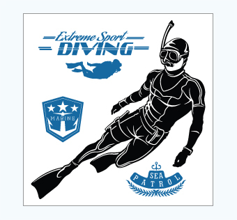 מדבקת קיר - פוסטר וניל - צלילה - EXTREME SPORT DIVING 