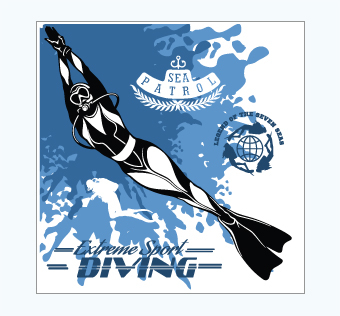 מדבקת קיר - פוסטר וניל - צלילה - EXTREME SPORT DIVING 