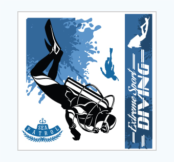 מדבקת קיר - פוסטר וניל - צלילה - EXTREME SPORT DIVING 