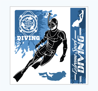 מדבקת קיר - פוסטר וניל - צלילה - EXTREME SPORT DIVING 