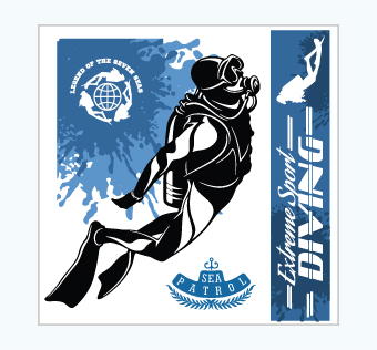 מדבקת קיר - פוסטר וניל - צלילה - EXTREME SPORT DIVING 