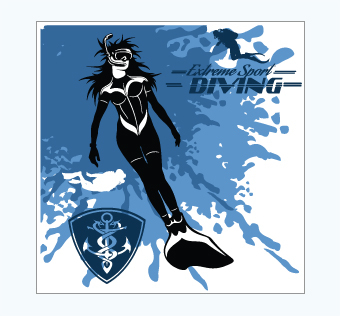 מדבקת קיר - פוסטר וניל - צלילה - EXTREME SPORT DIVING 