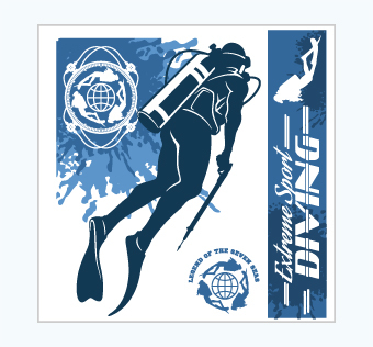 מדבקת קיר - פוסטר וניל - צלילה - EXTREME SPORT DIVING