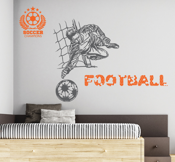 מדבקת קיר - שוער מזנק - כולל טקסט וסמל