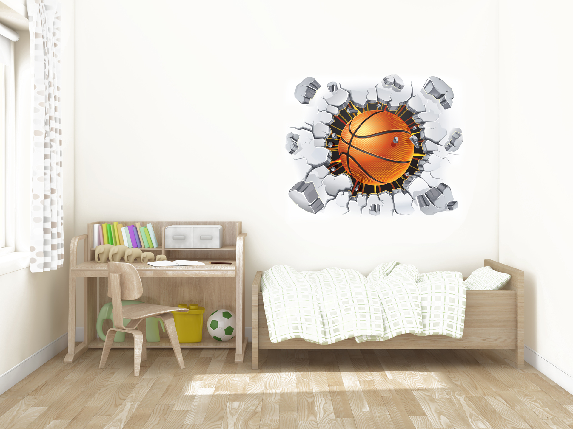 מדבקת קיר - פוסטר וניל - כדורסל מתפרץ מהקיר