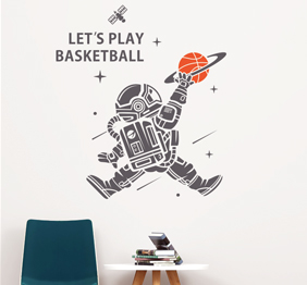 מדבקת קיר - כדורסל בחלל