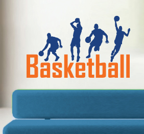 מדבקת קיר - שחקני כדורסל בתנועה