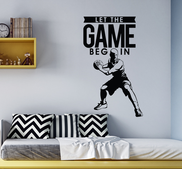 מדבקת קיר קיר - שחקן כדורסל - LET THE GAME BEGIN