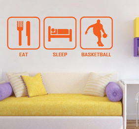 מדבקת קיר - כדורסל בחלקים
