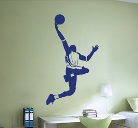 מדבקת קיר - שחקן כדורסל מזנק
