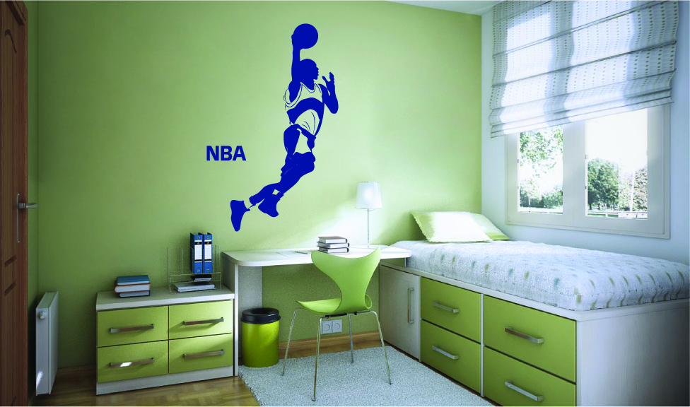 מדבקת קיר - שחקן כדורסל בהטבעה