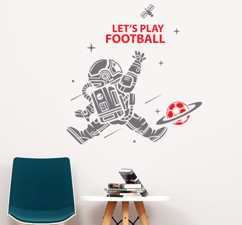 מדבקת קיר - כדורגל בחלל