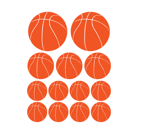 מדבקות קיר בתפזורת - כדורסל