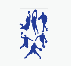 מדבקות קיר - שחקני כדורסל בתפזורת 
