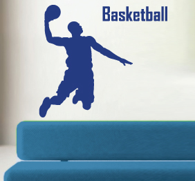מדבקת קיר -  שחקן כדורסל וטקסט