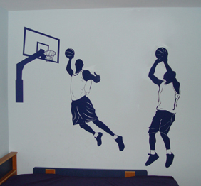 מדבקת קיר - שחקני כדורסל