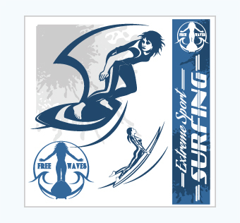 מדבקת קיר - פוסטר וניל - גולשת - EXTREME SPORT SURFING  