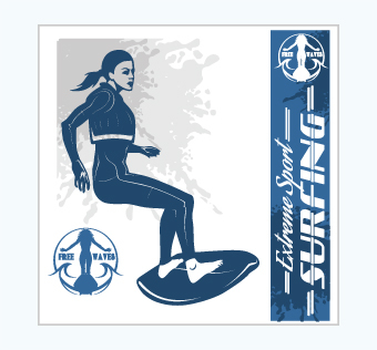 מדבקת קיר - פוסטר וניל - גולשת - EXTREME SPORT SURFING