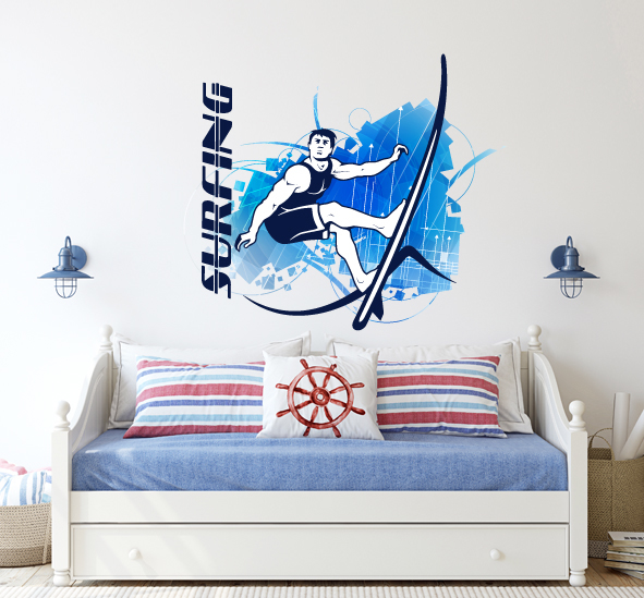 מדבקת קיר - הדפסת טפט וניל - גולש SURFING