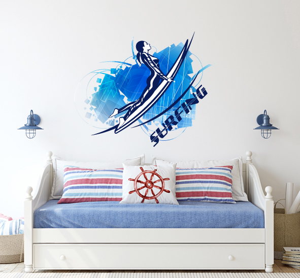 מדבקת קיר - הדפסת טפט וניל - גולשת SURFING