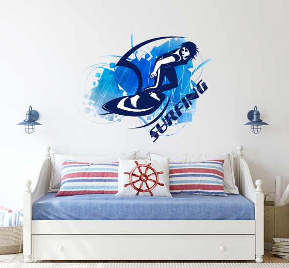 מדבקת קיר - הדפסת טפט וניל - גולשת SURFING