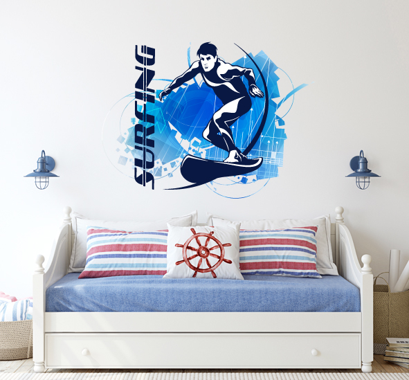 מדבקת קיר - הדפסת טפט וניל - גולש SURFING