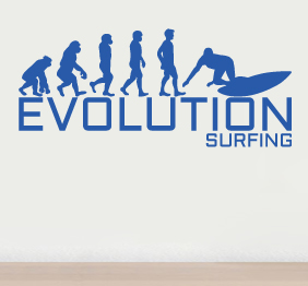 מדבקת קיר - אבולוציה - גלישה