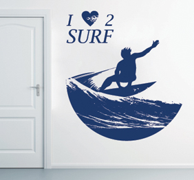 מדבקת קיר - אני אוהב לגלוש 