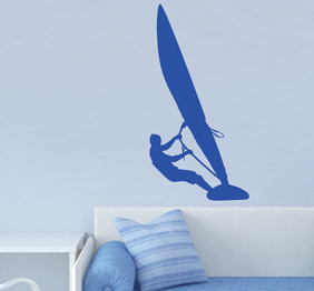 מדבקת קיר - גולש וגלשן רוח בים