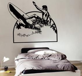 מדבקת קיר - גולש בראש מיטה