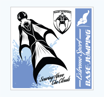 מדבקת קיר - פוסטר וניל - קפיצת בסיס - EXTREME SPORT BASE JUMPING