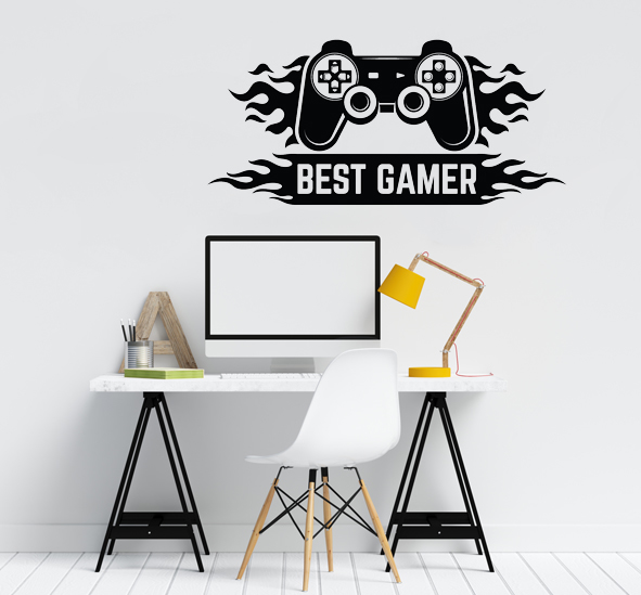 מדבקת קיר BEST GAMER | מדבקה לחדר גיימר | אוריון עיצובים מדבקות קיר