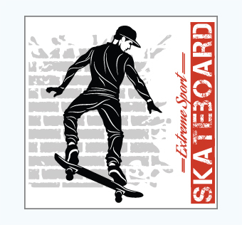 מדבקת קיר - פוסטר וניל - סקייטבורד - EXTREME SPORT SKATEBOARD