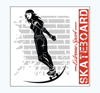 מדבקת קיר - פוסטר וניל - סקייטבורד - EXTREME SPORT SKATEBOARD