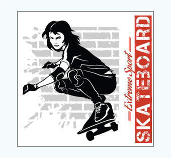 מדבקת קיר - פוסטר וניל - סקייטבורד - EXTREME SPORT SKATEBOARD