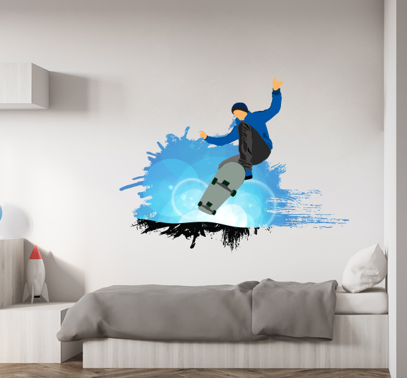 מדבקת קיר - הדפסת טפט וניל - גולש סקייטבורד