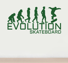 מדבקת קיר - אבולוציה - סקייטבורד