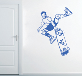 מדבקת קיר - גולש סקייטבורד בקפיצה