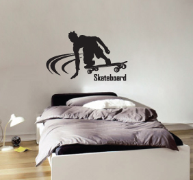 מדבקת קיר - גולש סקייטבורד מוריד את היד