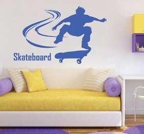 מדבקת קיר - גולש סקייטבורד  - על רגל אחת