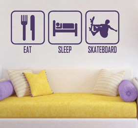 מדבקת קיר-סקייטבורד בחלקים