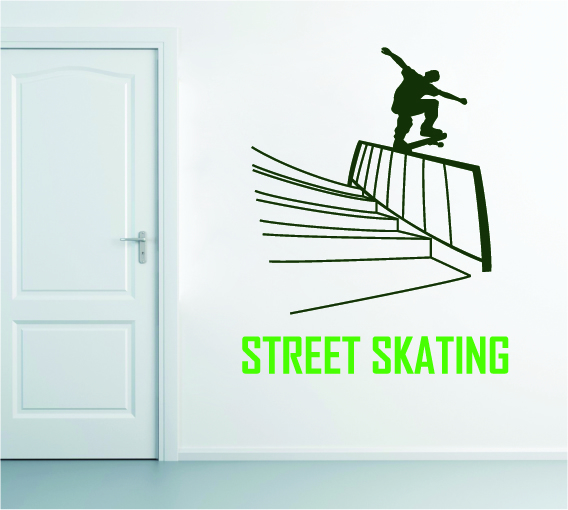 מדבקת קיר - סקייטבורד רחוב