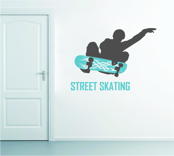 מדבקת קיר - גולש סקייטבורד וטריבל