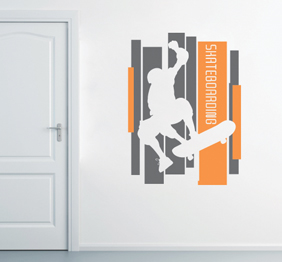 מדבקת קיר - סקייטבורד רחוב באויר