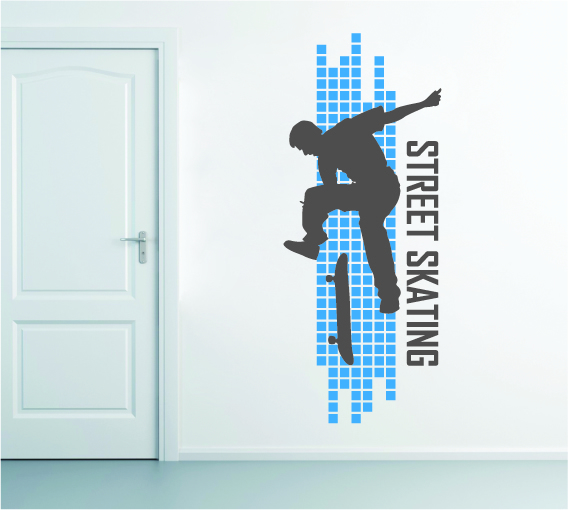 מדבקת קיר - סקייטבורד 