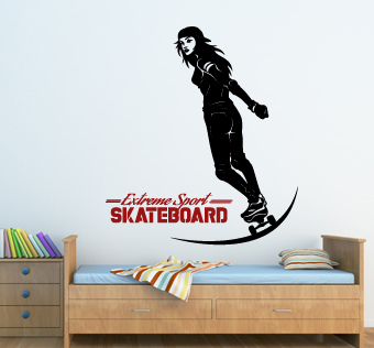 מדבקת קיר - גולשת סקייטבורד - SKATEBOARD